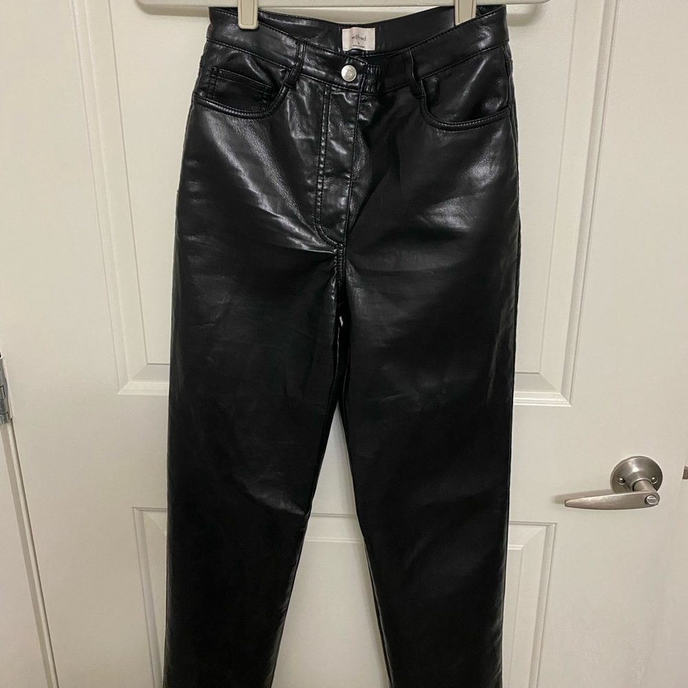 Aritzia Melina Black High Waisted Vegan Leather Pants